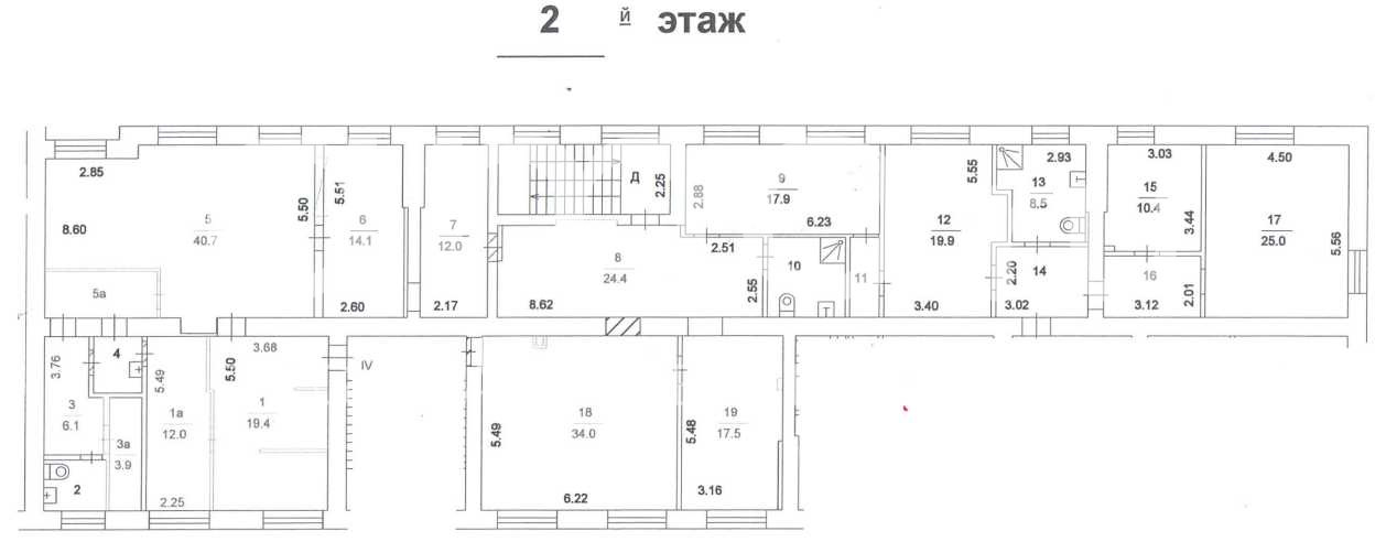 Планировка офиса 342.6 м², 2 этаж, Жилое здание «Комсомольский пр-т, 23/7, кор. 2»
